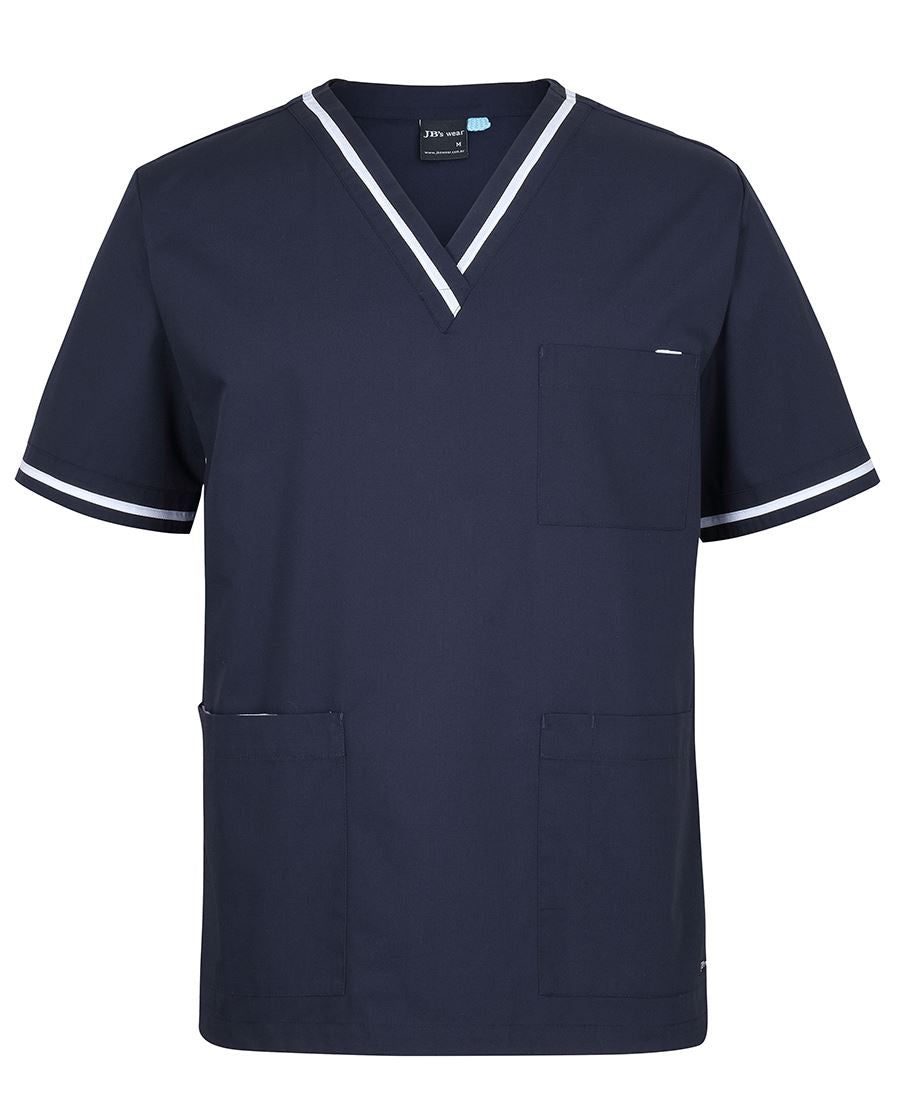 JB's CONTRAST UNISEX SCRUBS TOP NAVY/AQUA - XS