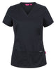 JB's LADIES PREMIUM STRETCH PANEL SCRUB TOP BLACK