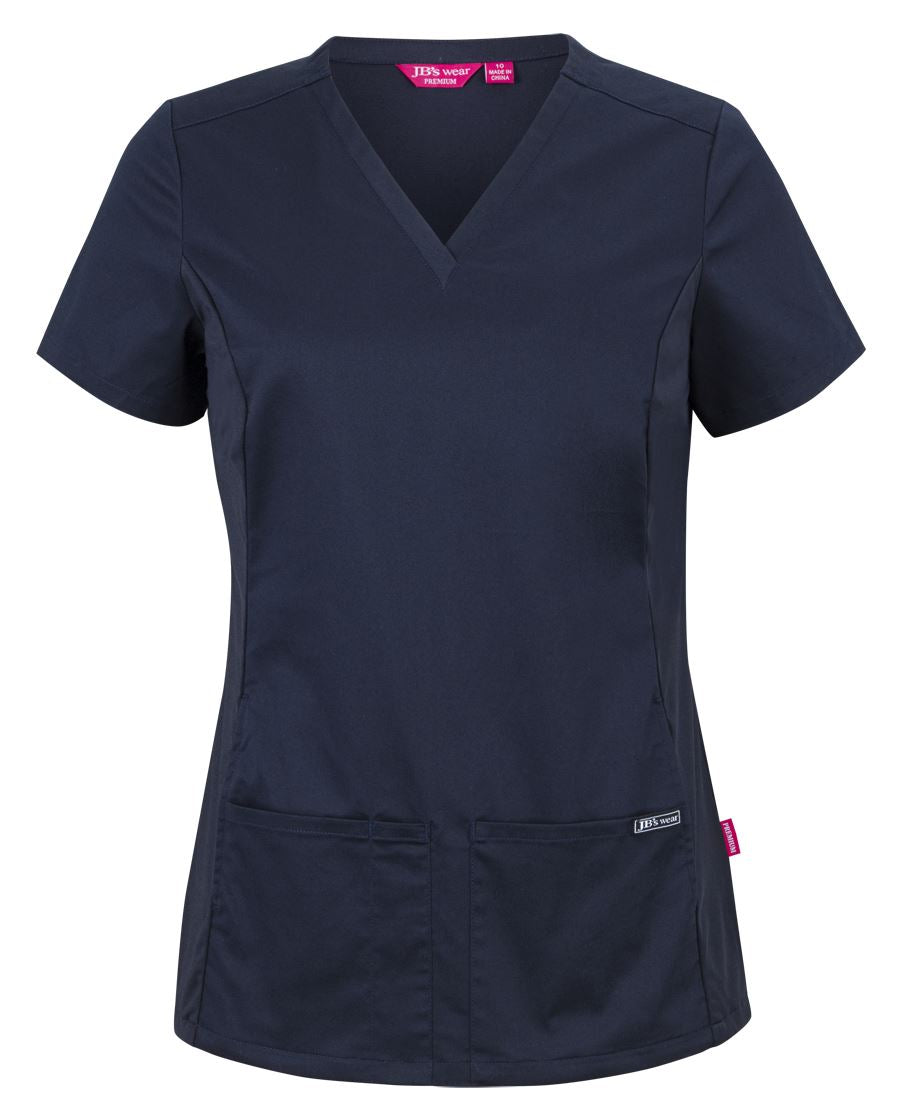 JB's LADIES PREMIUM STRETCH PANEL SCRUB TOP BLACK