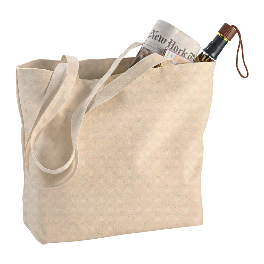 Zippered Cotton Canvas Shopper Tote