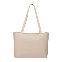Zippered Cotton Canvas Shopper Tote