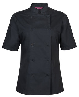 JB's LADIES S/S SNAP BUTTON CHEFS JACKET BLACK
