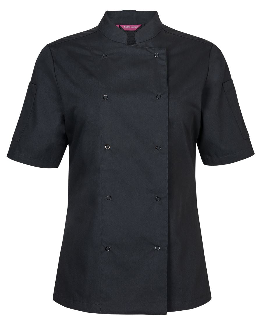 JB's LADIES S/S SNAP BUTTON CHEFS JACKET BLACK