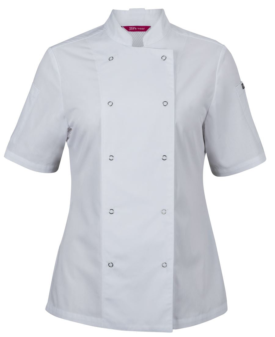 JB's LADIES S/S SNAP BUTTON CHEFS JACKET BLACK