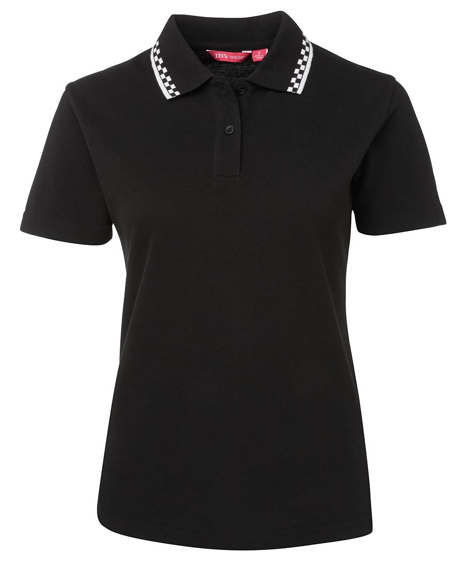 JB's LADIES CHEF POLO BLACK/WHITE