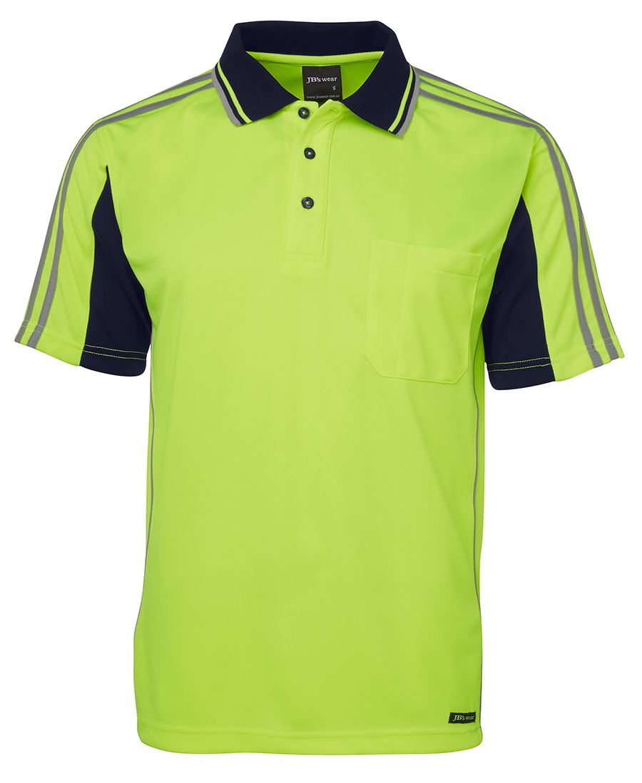 JB's HV 4602.1 S/S ARM TAPE POLO LIME/NAVY-2XS