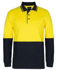 JB's HV L/S COTTON POLO YELLOW/BLACK -2XS