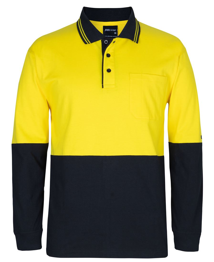 JB's HV L/S COTTON POLO YELLOW/BLACK -2XS
