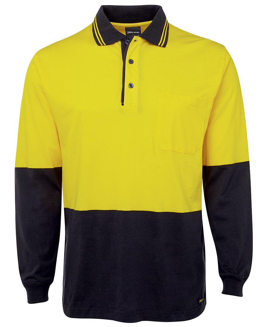 JB's HV L/S COTTON POLO YELLOW/BLACK -2XS