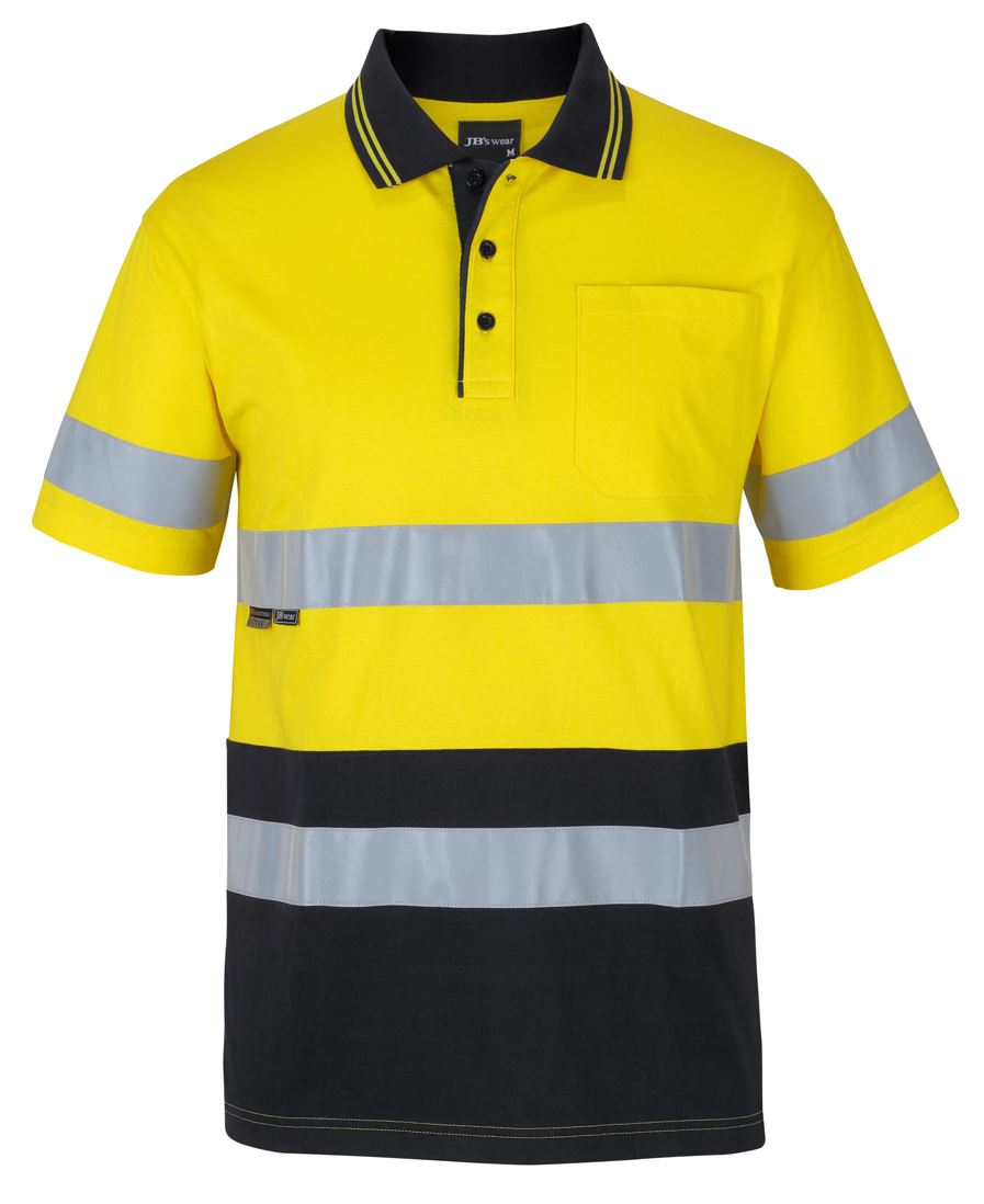 JB's HV (D+N) S/S COTTON POLO YELLOW/BLACK - 2XS