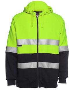 JB's HV (D+N) FULL ZIP FLEECY HOODIE LIME/NAVY - 2XS