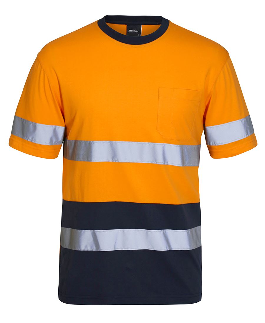 JB's HV (D+N) COTTON T-SHIRT ORANGE/NAVY - XS