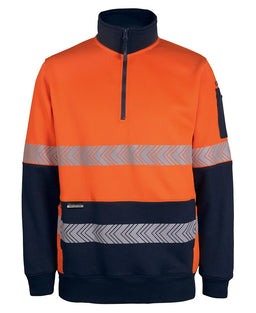 JB's HV 330G 1/2 ZIP SEGMENTED TAPE FLEECE ORANGE/NAVY-2XS