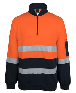 JB's HV 310 (D+N) COTTON 1/2 ZIP FLEECE ORANGE/NAVY -2XS