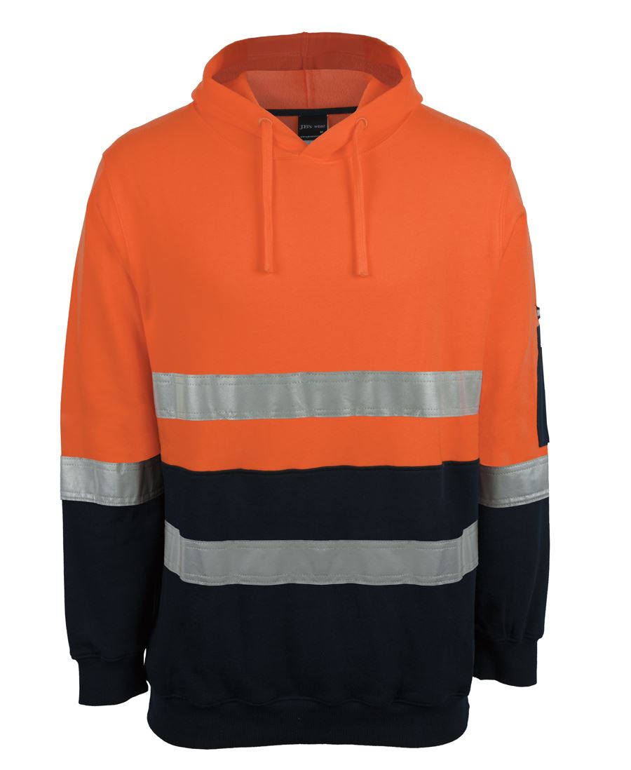 JB's HV D+N 310 COTTON PULLOVER FLEECE HOODIE ORANGE/NVY-2XS