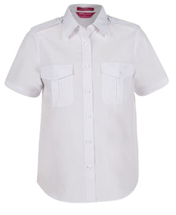 JB's LADIES S/S EPAULETTE SHIRT WHITE