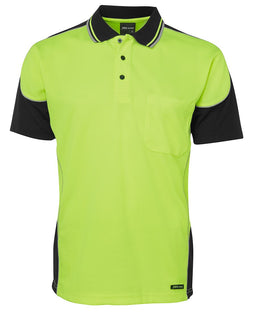 JB's HV 4602.1 S/S CONTRAST PIPING POLO LIME/BLACK -2XS