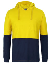 JB's HV L/S COTTON TEE WITH HOOD ORANGE/NAVY - 2XS