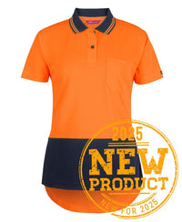 JB's LADIES HV S/S DROP TAIL POLO LIME/NAVY
