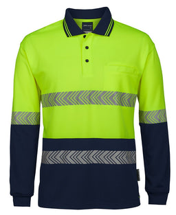 JB's HV L/S SEGMENTED TAPE POLO LIME/NAVY - XS