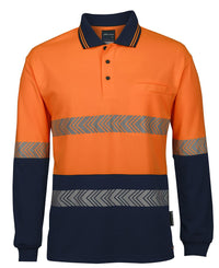 JB's HV L/S SEGMENTED TAPE POLO LIME/NAVY - XS