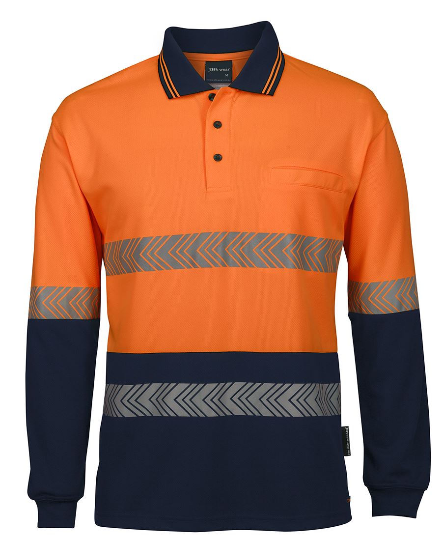 JB's HV L/S SEGMENTED TAPE POLO LIME/NAVY - XS