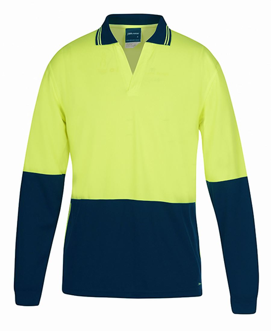 JB's HV 4602.1 L/S NON BUTTON POLO LIME/NAVY - 2XS