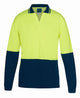 JB's HV 4602.1 L/S NON BUTTON POLO LIME/NAVY - 2XS