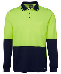 JB's HV L/S COTTON BACK POLO LIME/NAVY-2XS