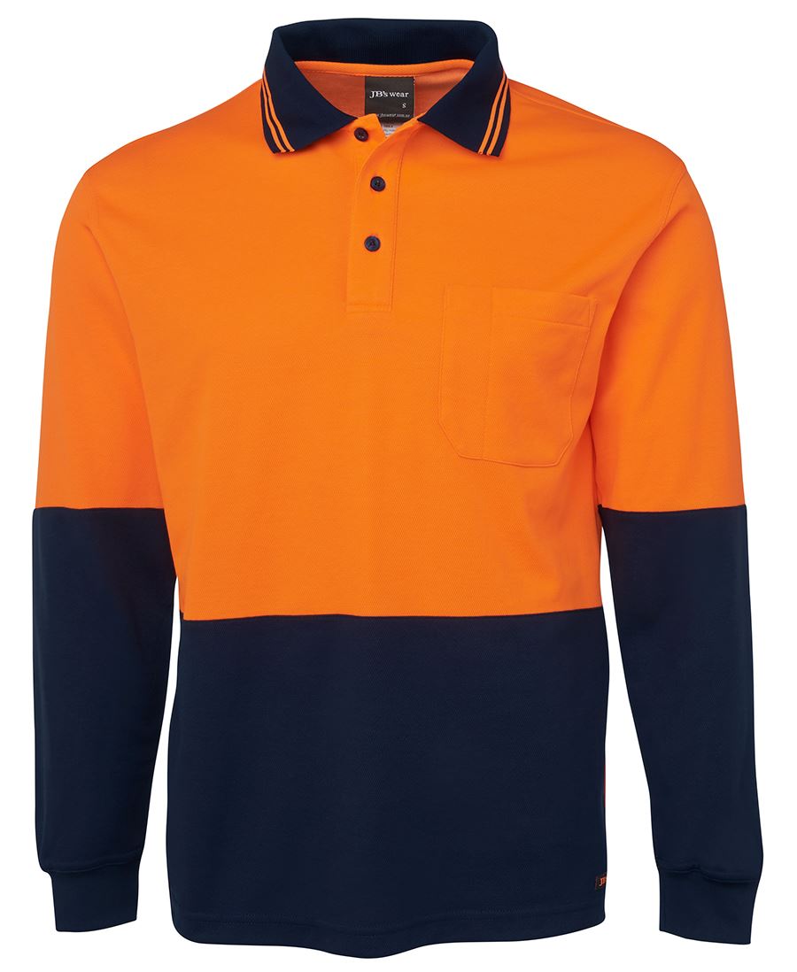 JB's HV L/S COTTON BACK POLO LIME/NAVY-2XS