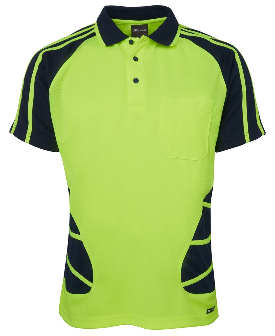 JB's HV S/S SPIDER POLO LIME/BLACK-2XS