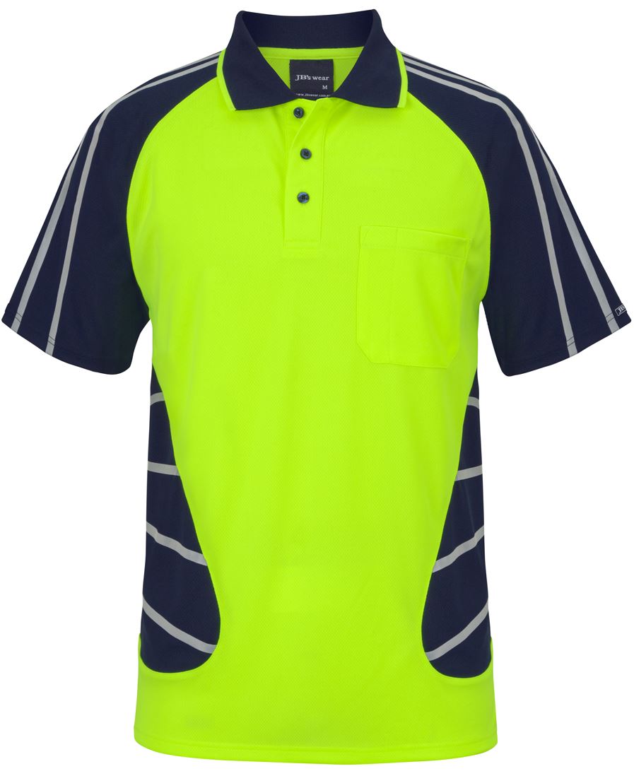 JB's STREET SPIDER POLO W/ REFLECTIVE STRIPE LIME/NAVY-2XS