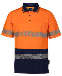 JB's HV S/S SEGMENTED TAPE POLO LIME/NAVY - XS