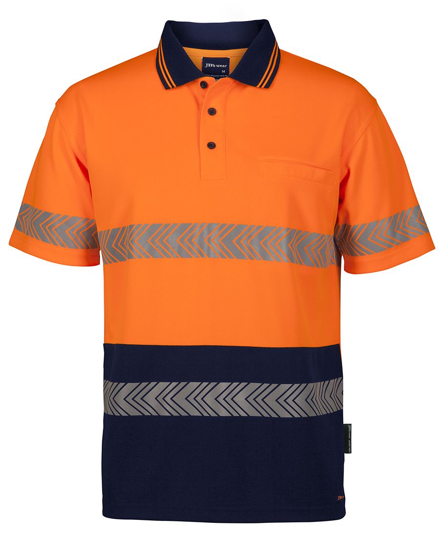 JB's HV S/S SEGMENTED TAPE POLO LIME/NAVY - XS
