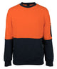 JB's HV 310 COTTON CREW NECK FLEECE ORANGE/NAVY -2XS