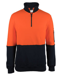 JB's HV 310 COTTON 1/2 ZIP FLEECE ORANGE/NAVY -2XS