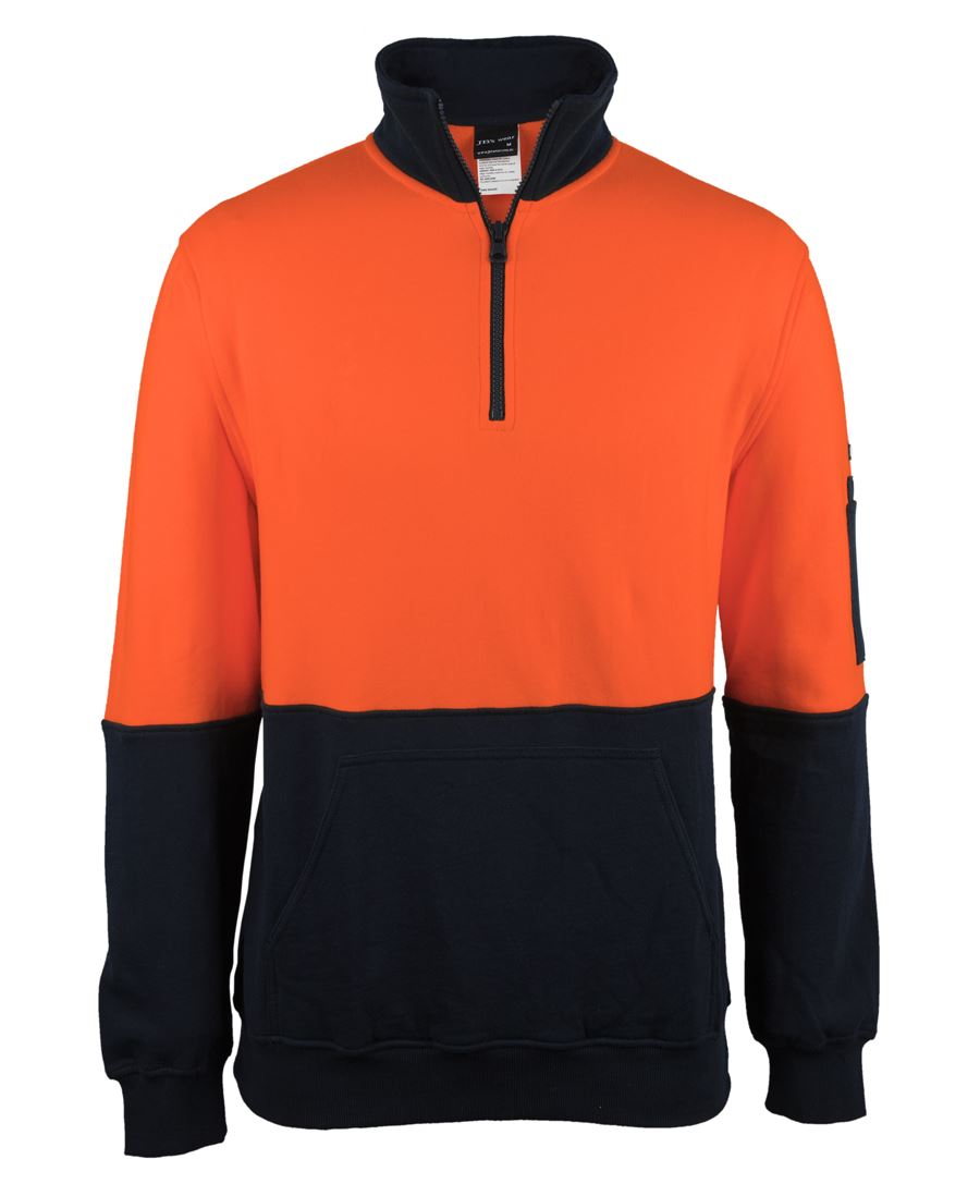 JB's HV 310 COTTON 1/2 ZIP FLEECE ORANGE/NAVY -2XS