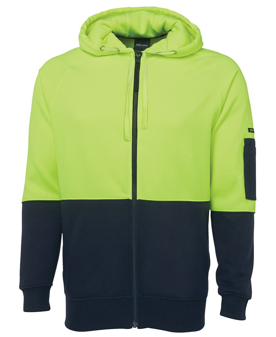 JB's HV FULL ZIP FLEECY HOODIE LIME/NAVY -2XS