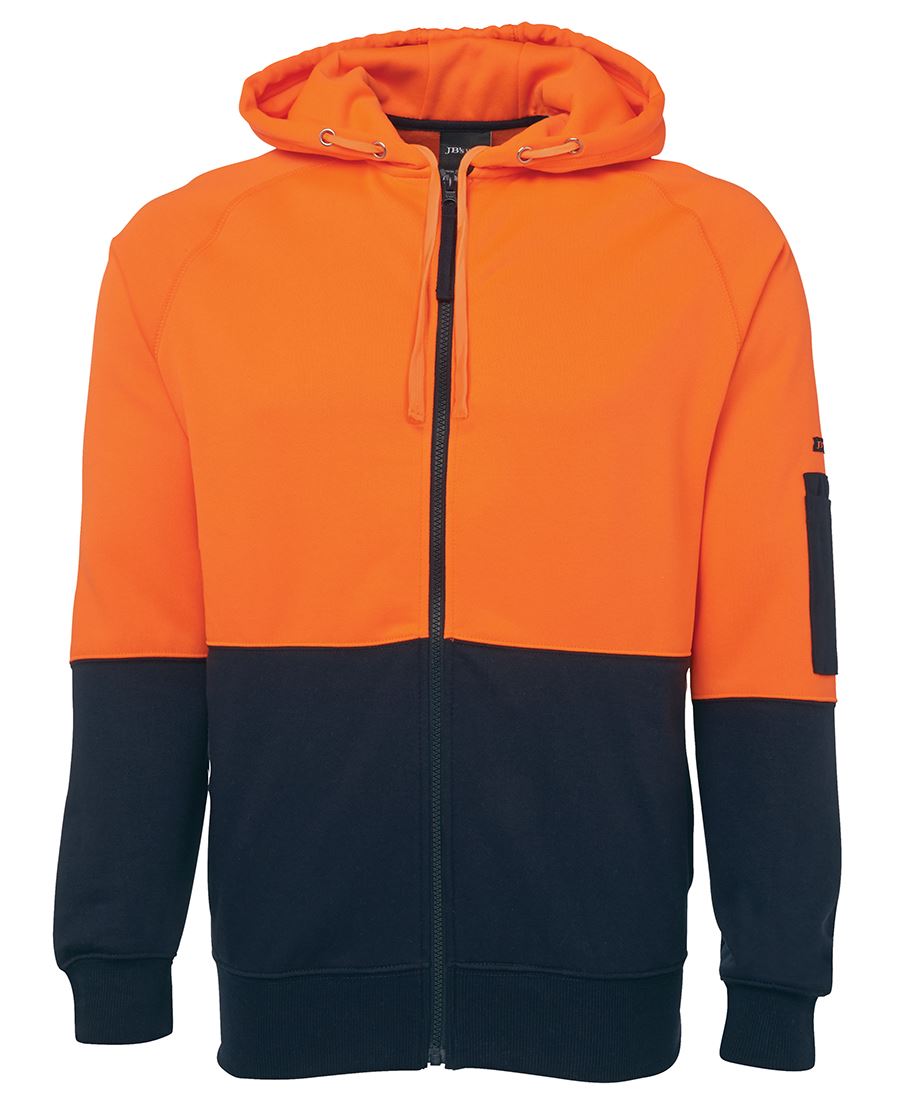 JB's HV FULL ZIP FLEECY HOODIE LIME/NAVY -2XS
