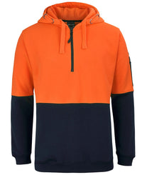 JB's HV 1/2 ZIP FLEECY HOODIE LIME/NAVY -2XS