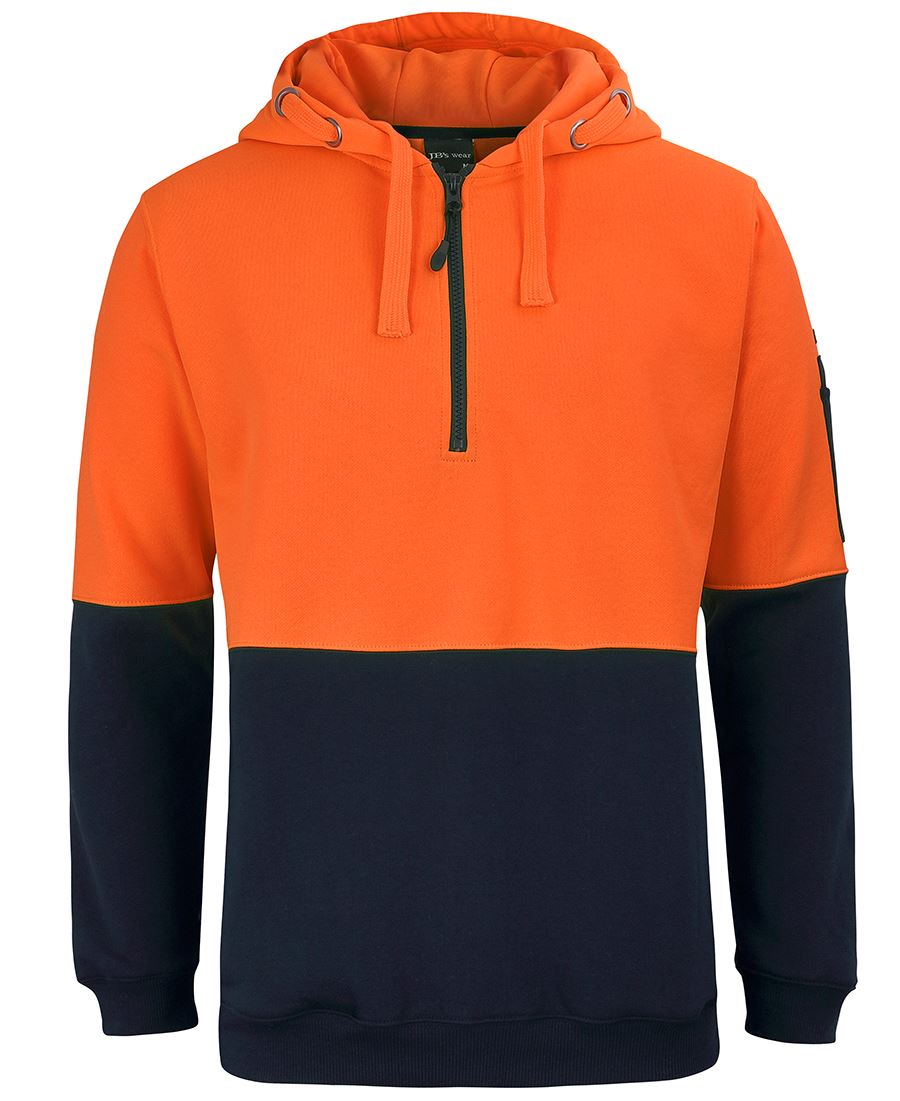 JB's HV 1/2 ZIP FLEECY HOODIE LIME/NAVY -2XS
