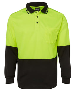 JB's HV L/S TRAD POLO LIME/BLACK -S