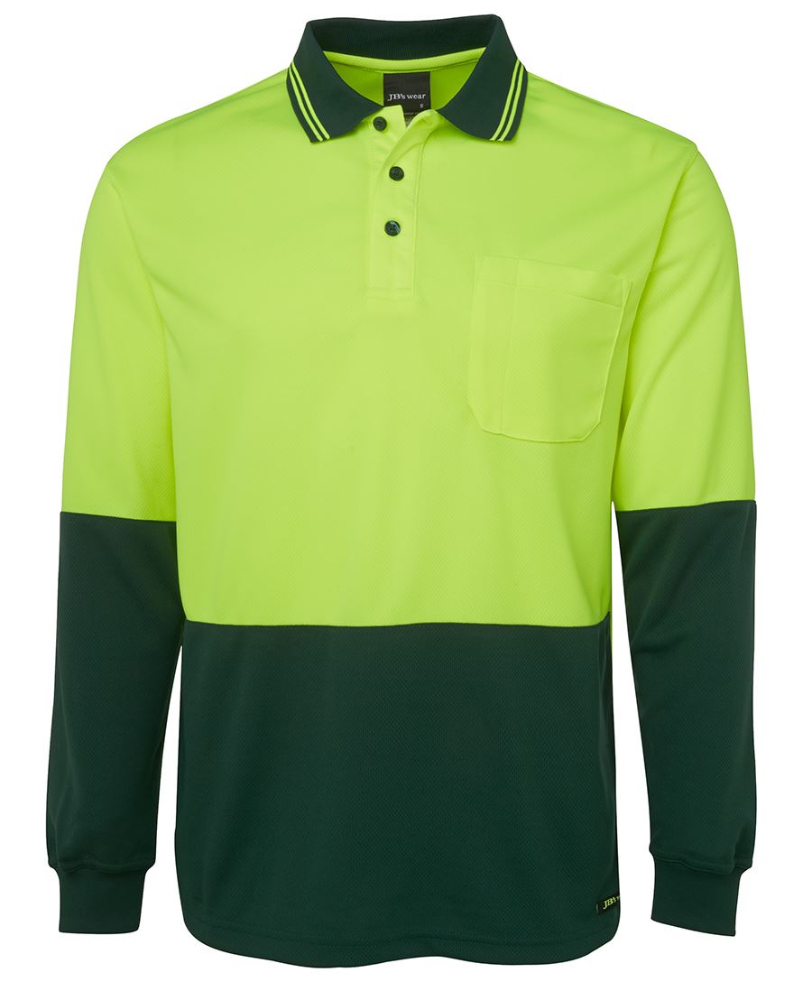 JB's HV L/S TRAD POLO LIME/BLACK -S