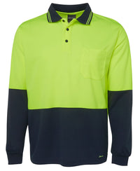 JB's HV L/S TRAD POLO LIME/BLACK -S