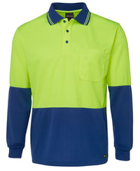 JB's HV L/S TRAD POLO LIME/BLACK -S