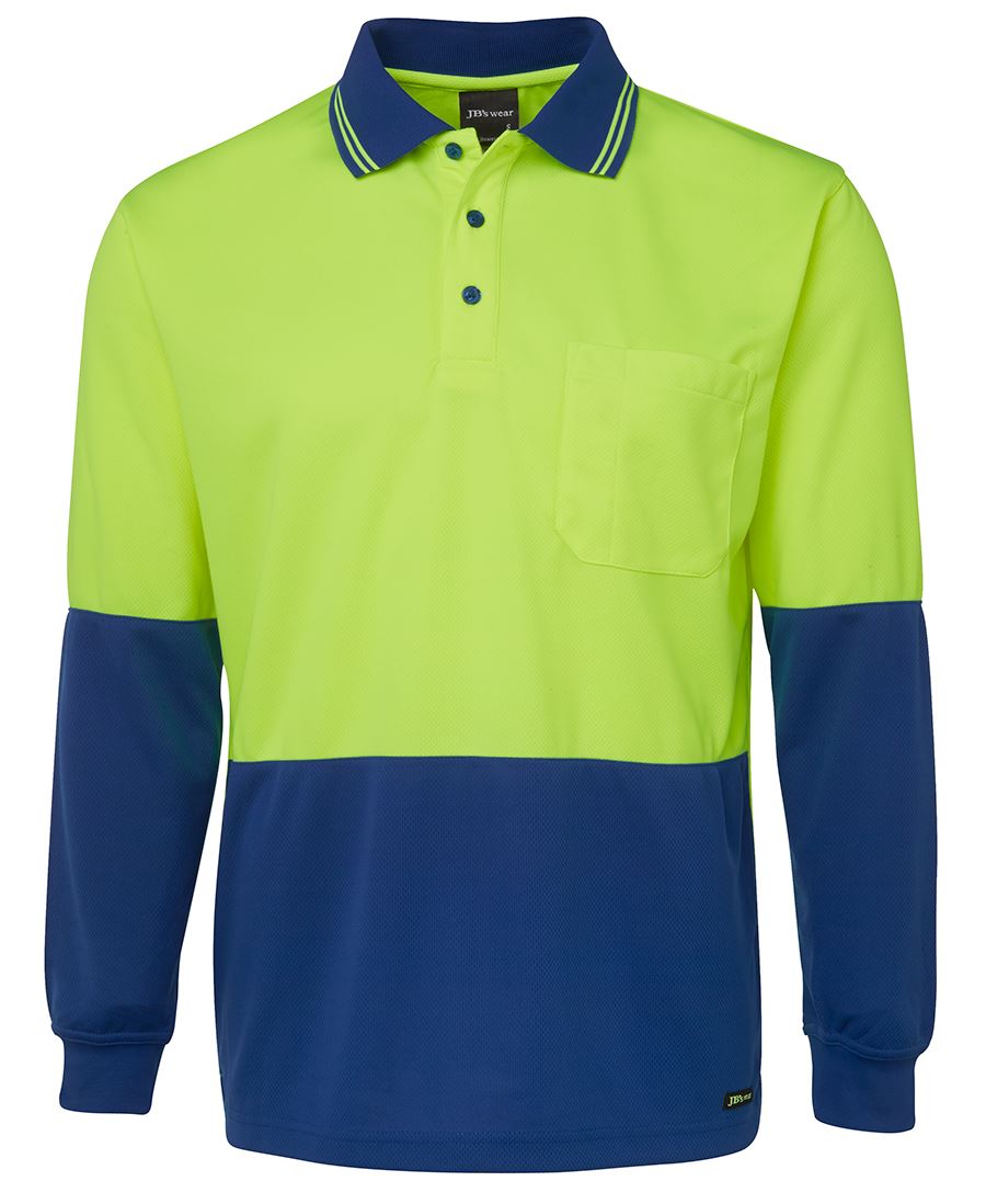 JB's HV L/S TRAD POLO LIME/BLACK -S
