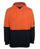 JB's HV 310 COTTON PULL OVER FLEECE HOODIE ORANGE/NAVY -2XS