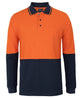 JB's HV L/S COTTON PIQUE TRAD POLO ORANGE/NAVY - 2XS