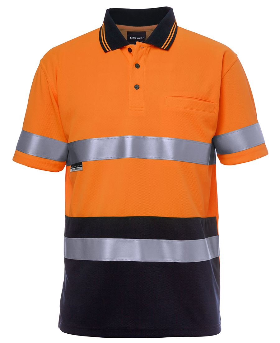 JB's HV S/S NON CUFF (D+N) TRAD POLO LIME/NAVY-S