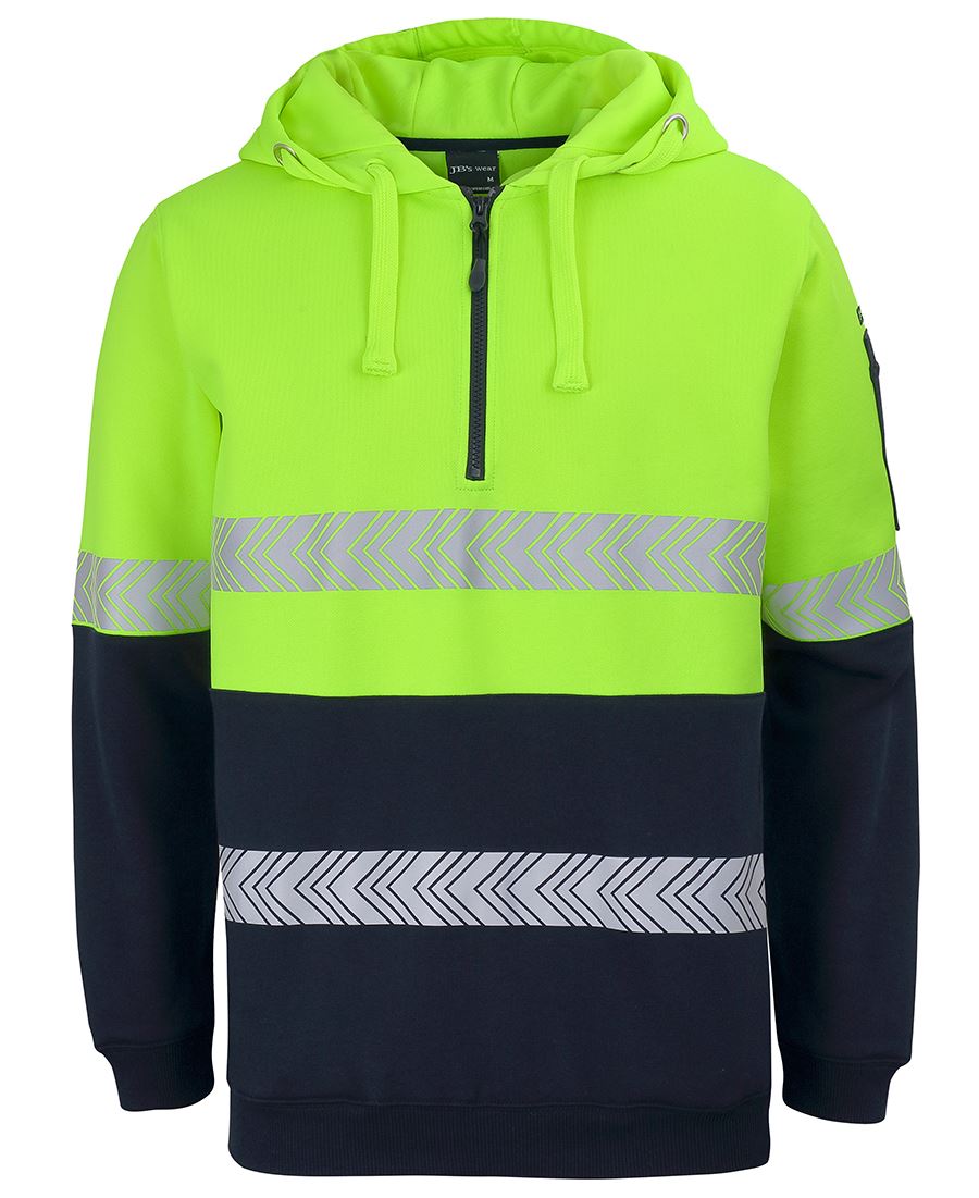 JB's HV (D+N) 1/2 ZIP SEGMENTED TAPE HOODIE LIME/NAVY-2XS